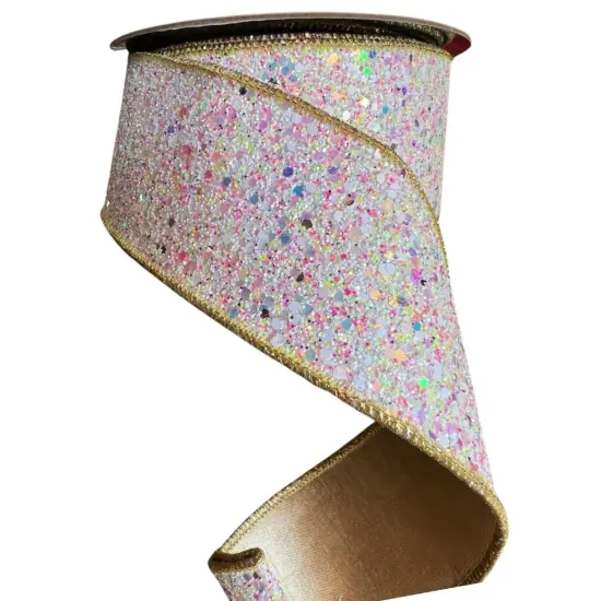 2.5" Sugar Plum Glitter Ribbon: Icy Iridescent (10 Yards) {2}