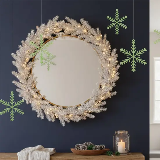 Allstate 8.75" Green and Clear Glittered Snowflake Christmas Ornament {3}