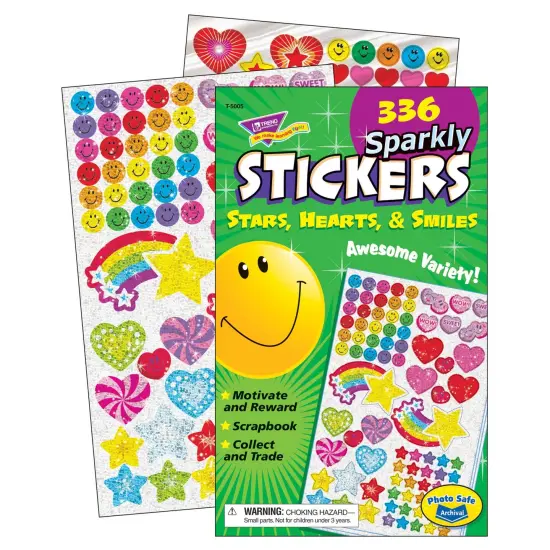 Sparkly Stars, Hearts, & Smiles Sticker Pad, 336 ct {1}