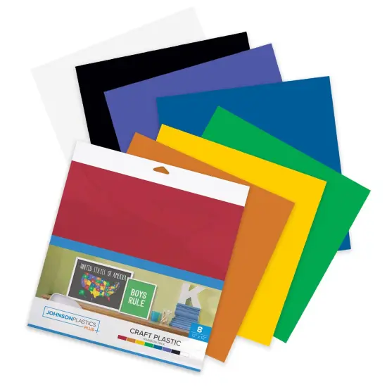 JPPlus Craft Plastic Plastic Craft Sheets for Cricut, Laser Cutter, & Engraver Use- Rainbow, 8 Pack {1}