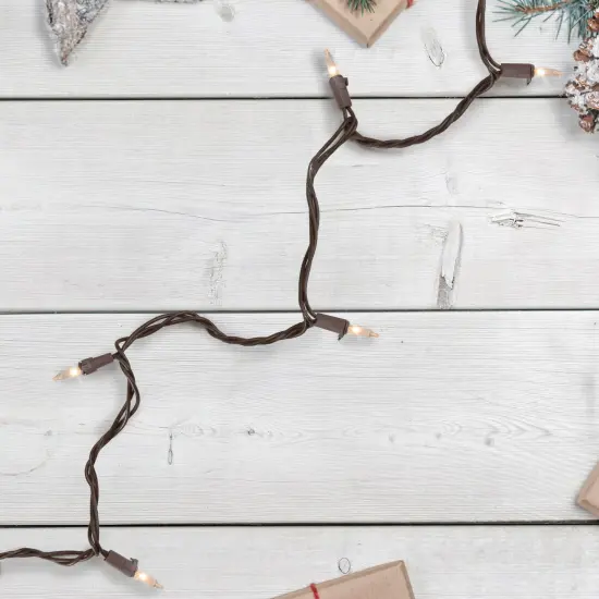 Brite Star Commercial Length Mini Christmas Light Set - Clear - 149.5' Brown Wire - 300ct {3}