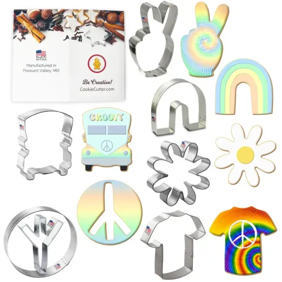 Groovy Cookie Cutter 6 Pc Set. USA Tin Plate Steel - By CookieCutter.Com {1}