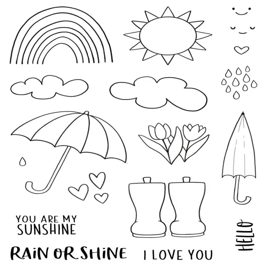 Creative Expressions Jane's Doodles Clear Stamp 4"X6"-Rain Or Shine {4}