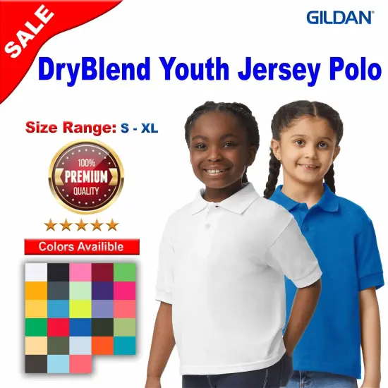 Gildan&reg; DryBlend Youth Short Sleeve Jersey Polo Gold {2}