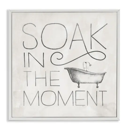 Stupell Industries Vintage Bathroom Soak Phrase Framed Giclee Art White Frame {1}