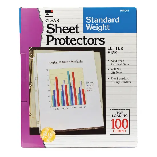 Sheet Protectors, Standard Weight, Letter Size, Clear, Box of 100 {1}