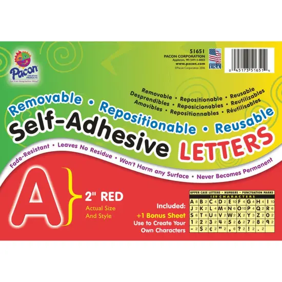 Self-Adhesive Letters, Red, Puffy Font, 2", 159 Characters {1}