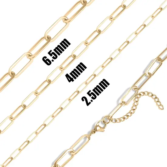 18K Gold PVD Coated Stainless Steel Paperclip Chain Necklace {2}