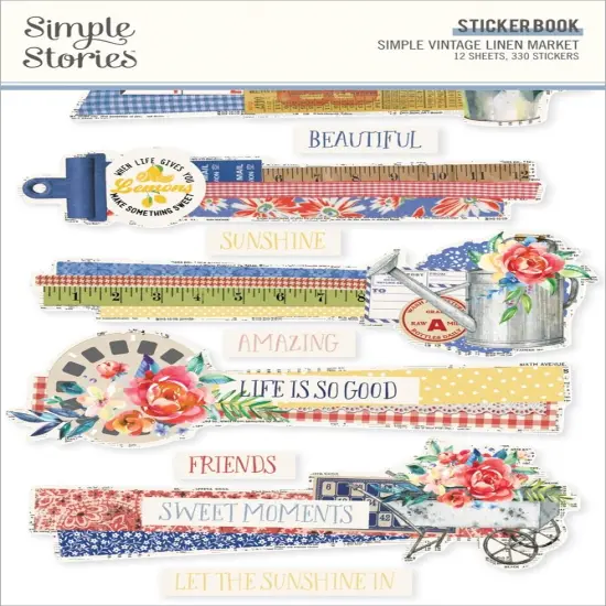 Simple Stories Sticker Book 12/Sheets-Simple Vintage Linen Market {1}
