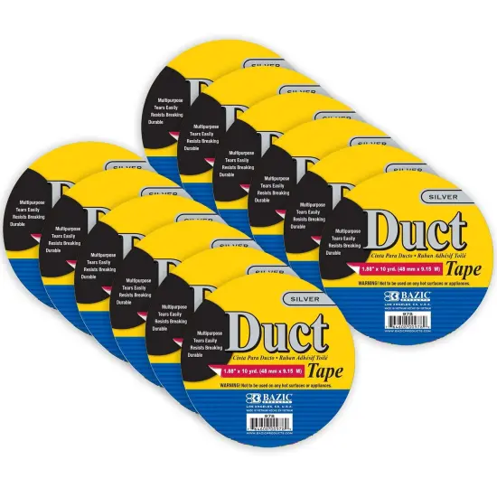 Silver Duct Tape, 1.88in x 10yd, Pack of 12 {1}