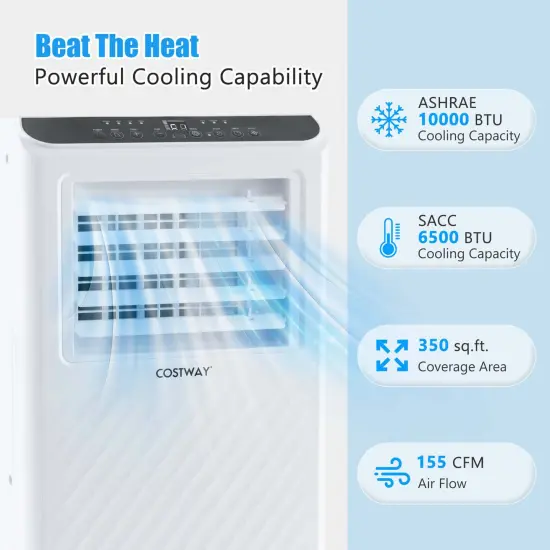 Costway 6500 BTU(10000 BTU ASHRAE) Portable Air Conditioner 3 -in-1 Air Cooler Dehumidifier Fan 24H Timer {4}