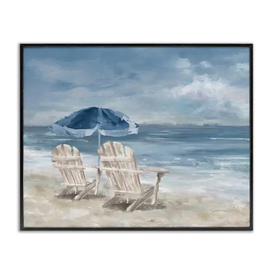 Stupell Industries Serene Beach Chairs Framed Giclee Art White Frame {7}