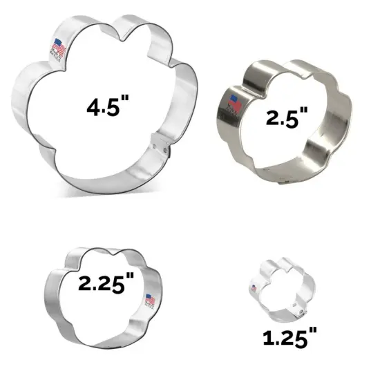 Paw Print Cookie Cutters 4 Pc Set. USA Tin Plate Steel - By CookieCutter.Com {3}