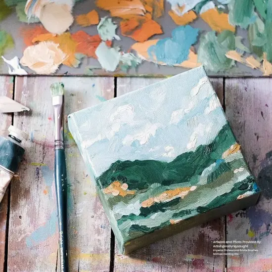 Creative Mark Imperial Professional Chungking Hog Bristle Brush - Fan , Handmade Long Handle Oil Paint Brushes for Artists, Nickel-Plated Brass Ferrules, Stiff Yet Soft Natural Bristles {6}