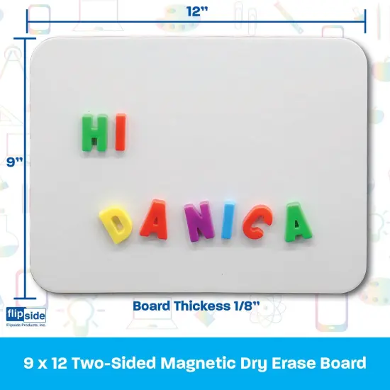 Two-Sided Magnetic Dry Erase Board, Plain/Plain, 9" x 12" {4}