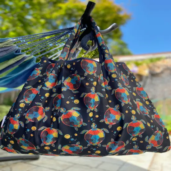 Wrapables Medium Foldable Tote Nylon Reusable Grocery Bag (Set of 2), Sea Turtles {6}