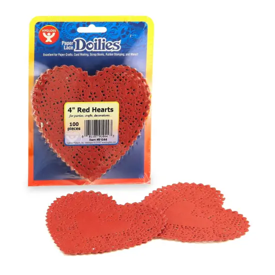 Heart Doilies, Red, 4", Pack of 100 {1}