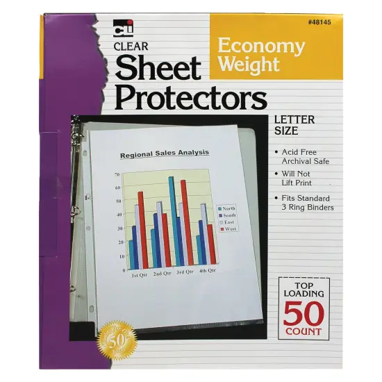 Top Loading Sheet Protectors, Clear, 50 Sheets {1}