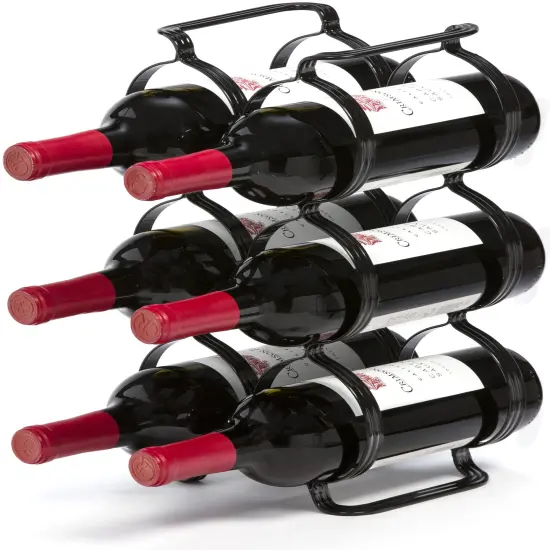 Mango Steam 6 Bottle Counter-top Wine Rack - Storage Organizer for Kitchen Black {8}