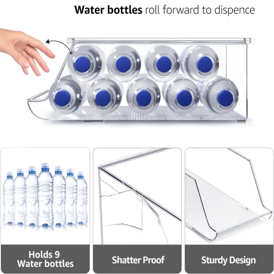 Sorbus Water Bottle Organizer with Lids - Stackable Can and Bottle Holder Drink Dispenser for Fridge, Pantry, Kitchen Organization and Storage (Set of 2) {4}