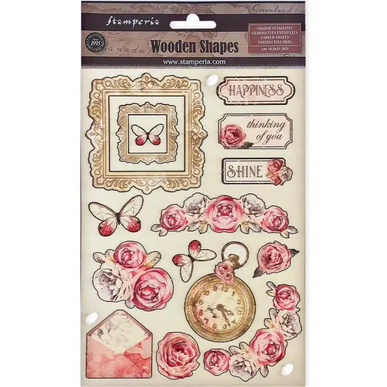 Stamperia Colored Wooden Shapes A5-Shabby Rose {1}
