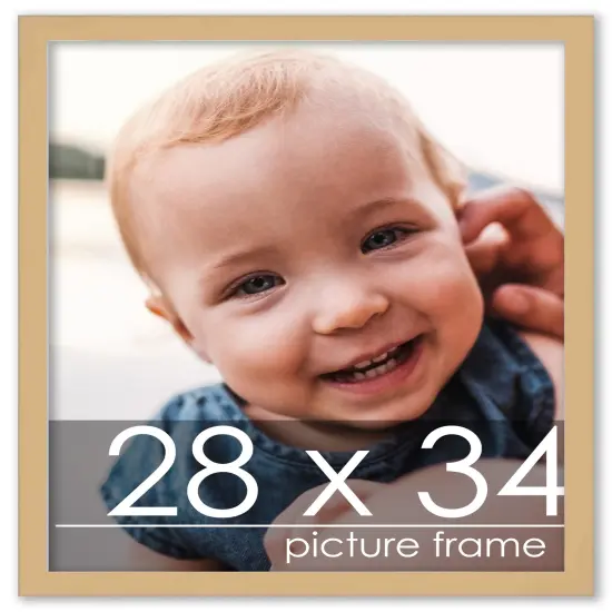 28x34 Minimalist Yellow Picture Frame - UV Acrylic, Foam Board Backing, Hanging Hardware {1}