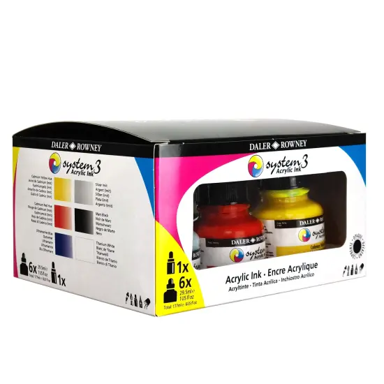 Daler-Rowney System3 Acrylic Ink Introduction Set 6/Pkg-Assorted Colors {3}