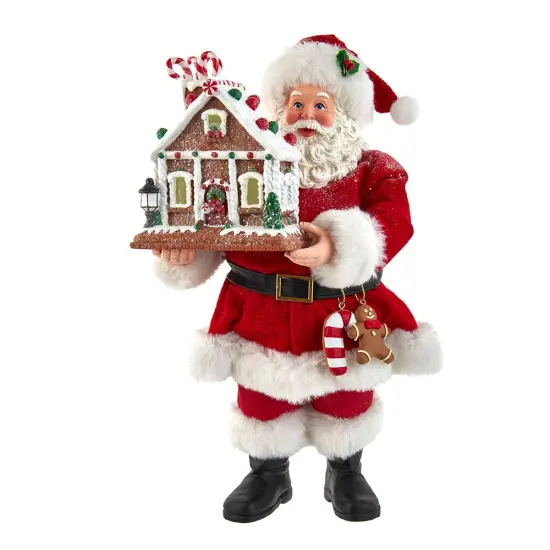 Kurt Adler 11-Inch Battery-Operated Santa with Light-Up Gingerbread House {1}