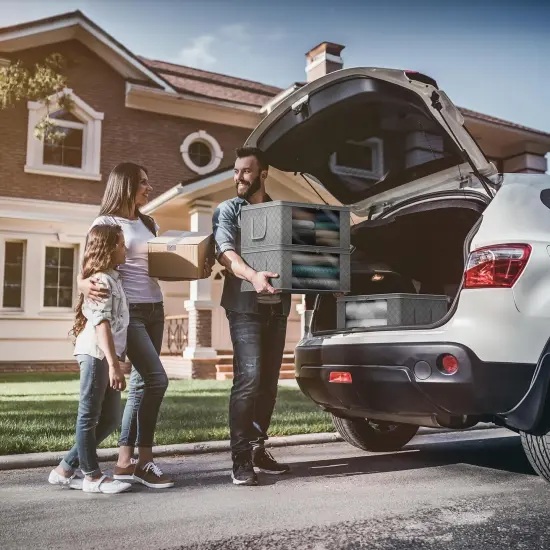 Sorbus Medium Clothes Storage Bag 1 Pack, Blanket Organizater Bin with Window, Lids, and Handles Gray {4}