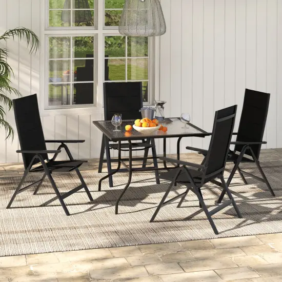Costway 1/2/4 PCS Patio Folding Chair Outdoor Chairs with Padded Seat, Adjustable Backrest Black {4}