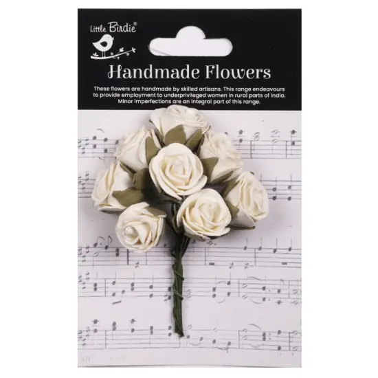 Little Birdie Charlie Paper Flowers 8/Pkg-Ivory Pearl {1}