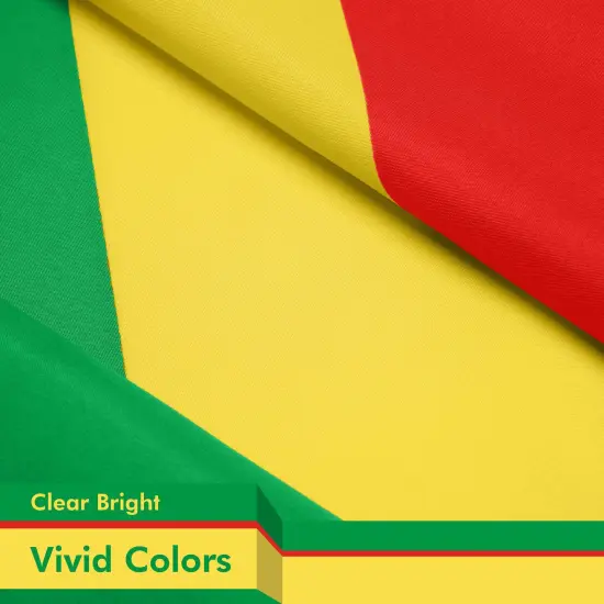 G128 Republic of the Congo Flag | 3x5 Ft | LiteWeave Pro Series Printed 150D Polyester | Country Flag, Indoor/Outdoor, Vibrant Colors, Brass Grommets {3}