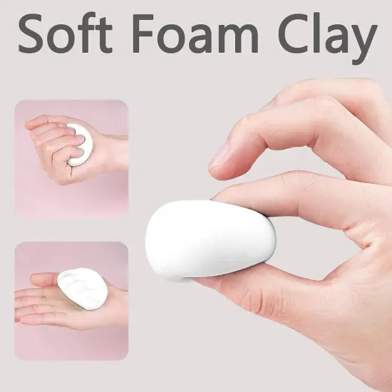 White Air Dry Clay, 1.1lb Foam Modeling Clay, Soft Squishy Molding for Kids Adults, Arts & Crafts Project Slime Supplies(1.1lb - 1 Pack, White) {2}