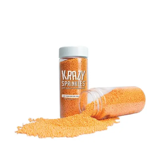 Krazy Sprinkles - Light Orange Pearl Mini Beads (1/2 Cup, 1x Jar) for Cakes, Ice Cream & Cookies {3}