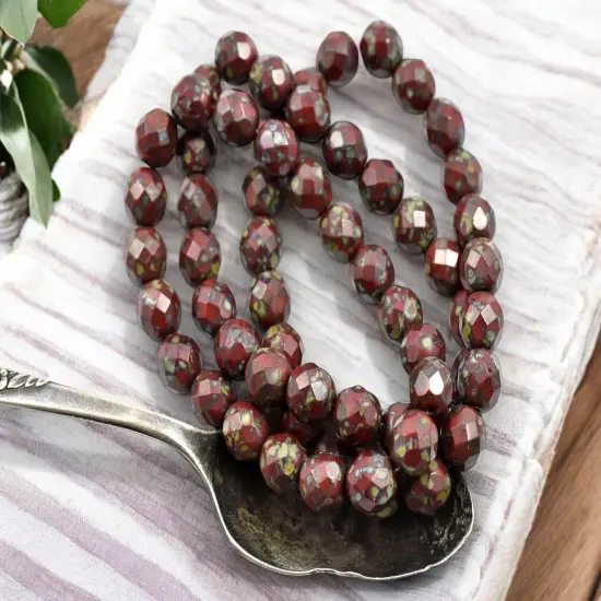 *20* 8mm Opaque Red Travertine Fire Polished Round Beads {3}
