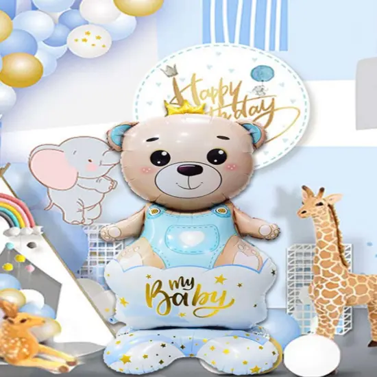 Bear with a Crown Boy. Standing Foil Balloon Decoration F07M1-2 {2}