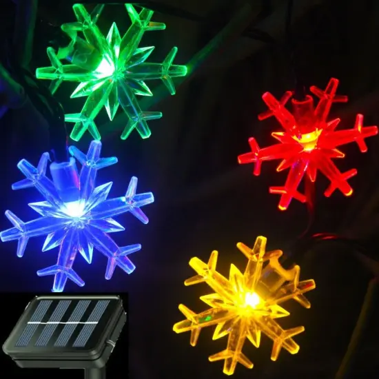 Inngree Solar Christmas Fairy String Lights 20 ft 30 LED 8 Modes Solar Snowflake Outdoor Waterproof Powered String Lights for Garden Patio Yard Home Christmas Tree Parties(Multicolor) {4}