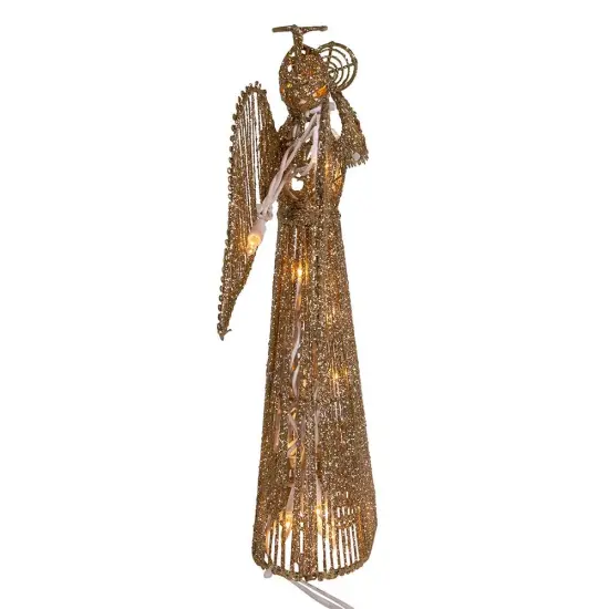 Kurt Adler 12-Inch 20 Light Incandescent Gold Glitter Angel Tree Topper {3}