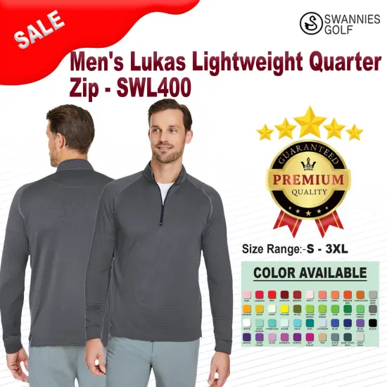 Swannies Golf® Men's Lukas Lightweight Quarter-Zip CHARCOAL {2}