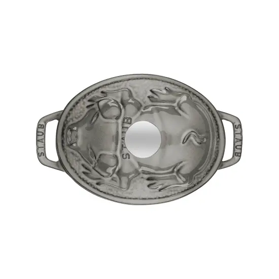 Staub Cast Iron 1-qt Pig Cocotte - Graphite Grey {6}