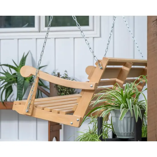 Hershy Way 5-Foot Classic Cypress Amish Porch Swing, Handcrafted Durable All Weather Wood, Natural Finish, Includes Hanging Chain {4}