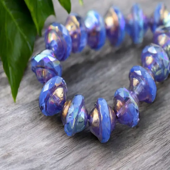 Bronze AB Washed Periwinkle Blue Saturn Beads - Choose Your Size {5}