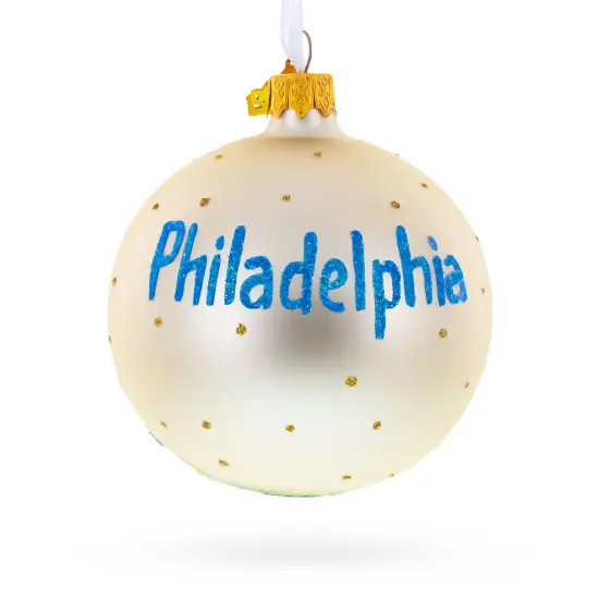 Skyline of Philadelphia, Pennsylvania Glass Ball Christmas Ornament 3.25 Inches {3}