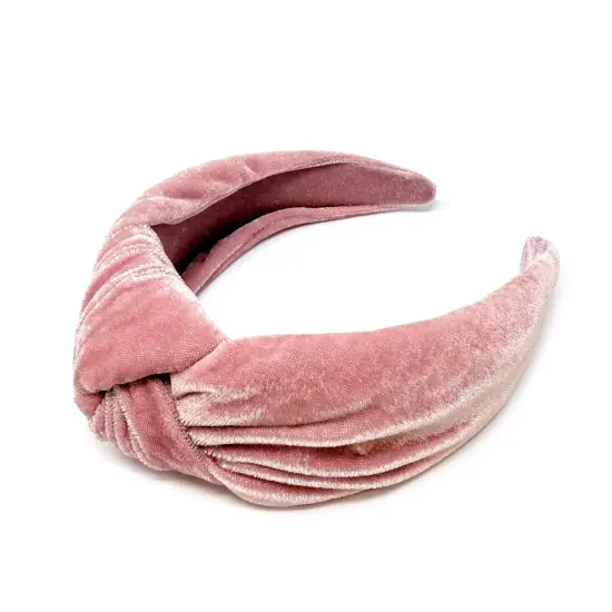 Wrapables Wide Knotted Velvet Headbands, Top Knot Velvet Headbands for Women and Girls, Pink {2}