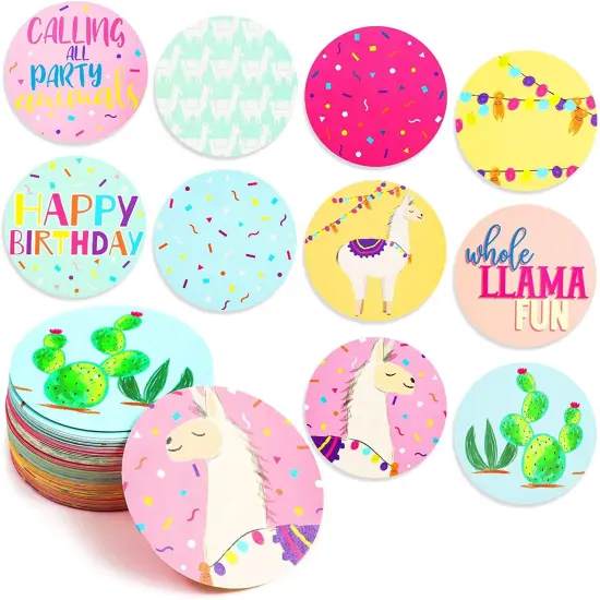 Llama Confetti for Baby Showers, Birthday Parties (10 Designs, 100 Pack, 3 in.) Multicolor {1}