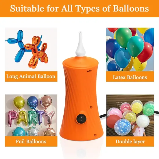 Electric Air Balloon Pump, Portable Long Animal Balloon Pump Electric Blower Machine Blue/Orange/Pink 110-120V 30W Balloon Electric Pump Inflator for Party/Wedding/Birthday Decorations {3}