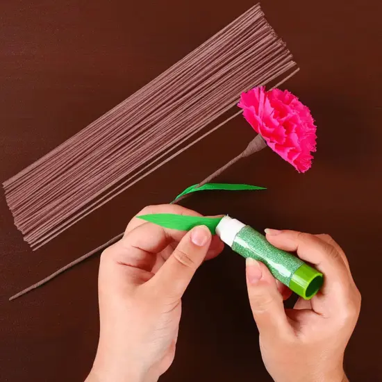 400 PCS 16 Inch Floral Wire Stems,14 Gauge Floral Wire for Wiring Fresh Flowers, Creating Floral Crowns, DIY Crafts, Artificial Flower, Brown {4}