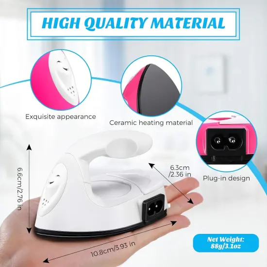2 Pieces Mini Craft Iron Mini Heat Press Iron with Charging Base Accessories for Beads Patch Clothes T Shirts Shoes Clothes and Hats {2}