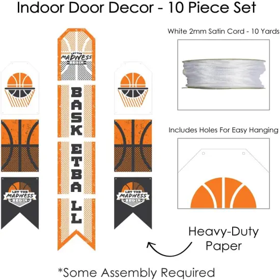 Basketball - Let the Madness Begin - Hanging Vertical Paper Door Banners - College Basketball Party Wall Decoration Kit - Indoor Door Decor {4}