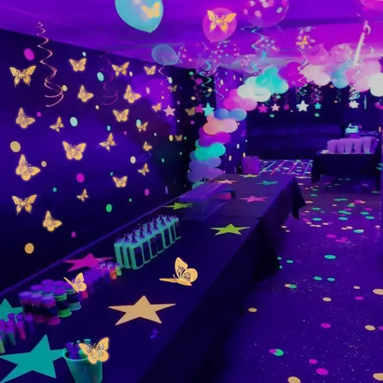 Glow in The Dark 3D Butterfly 24 Pcs 3 Sizes, Luminous Butterfly Stickers for Ceiling or Wall, Glow in The Dark Party Supplies, Removable Luminous Stickers for Kids Babys Nursery (Orange) {5}